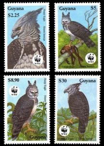 Guyana Birds WWF Harpy Eagle 4v SG#2672-2675 SC#2241-2243+ 2246 MI#3077-3080