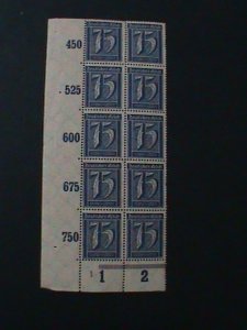 GERMANY-1922-SC#170-NUMERAL OF VALUE MNH PLATE BLOCK VF-103 YEARS OLD-LAST ONE