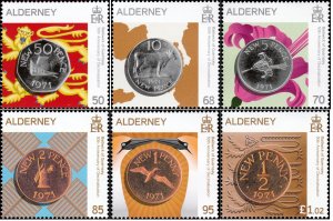 Alderney 2021 MNH Stamps Coins 50 Years of Decimalisation Birds Windmill