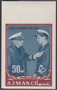 Ajman 1964 MNH Sc #21 IMPERF 50np John F Kennedy as Navy lieutenant