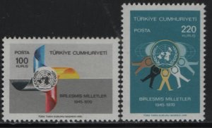 TURKEY, 1865-1866, MNH, 1970, UN EMBLEM, PEOPLE & GLOBE, UN EMBLEM & PROPELLER