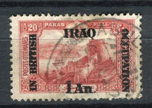 IRAQ; 1918 early BRITISH OCCUPATION surcharged used 1a. fair Postmark