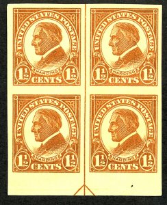 U.S. #576 MINT Centerline Arrow Block OG HR Creases 