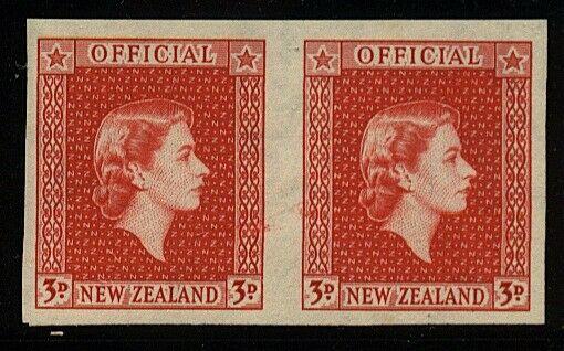 NEW ZEALAND OFFICIAL 1954 QE 3d imperf proof on gummed paper MNH...........23714