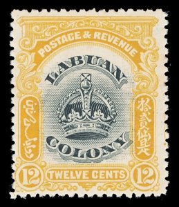 Labuan 1902 12c black & yellow (p13½-14) superb MNH. SG 123. Sc 104.