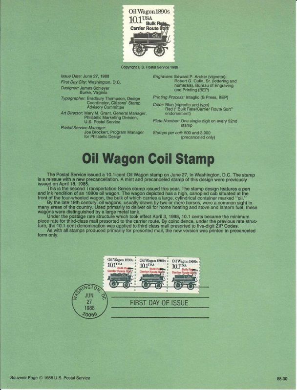 US SP682a Oil Wagon Souvenir Page #2130a (red precancel)