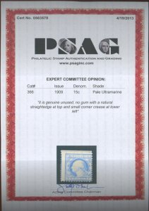 U.S. #366 MINT WITH PSAG CERT