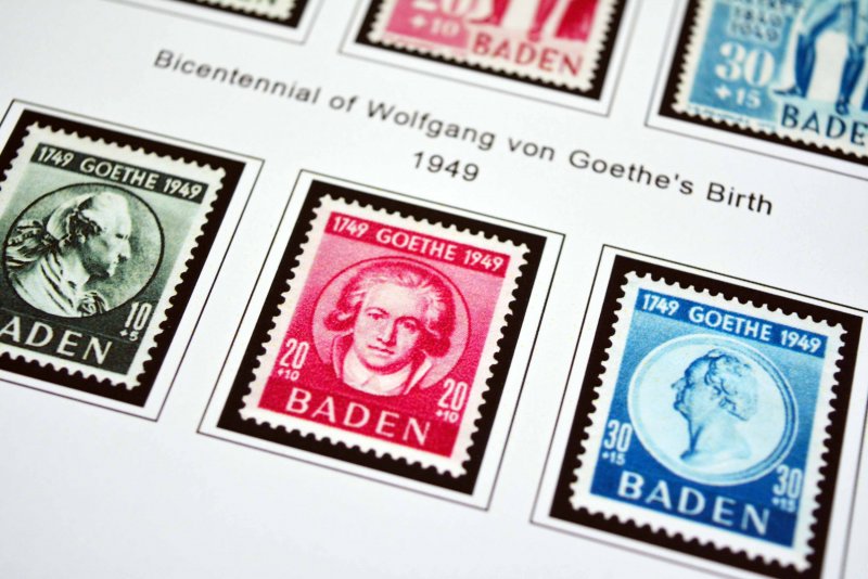 COLOR PRINTED OCCUPIED GERMANY 1945-1949 STAMP ALBUM PAGES (50 illustr. pages)