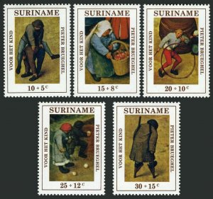Surinam B177-B181,MNH.Michel 608-612. Welfare 1971.Children's Games by Brueghel.