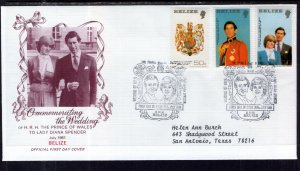 Belize 548-550 Royal Wedding Typed FDC