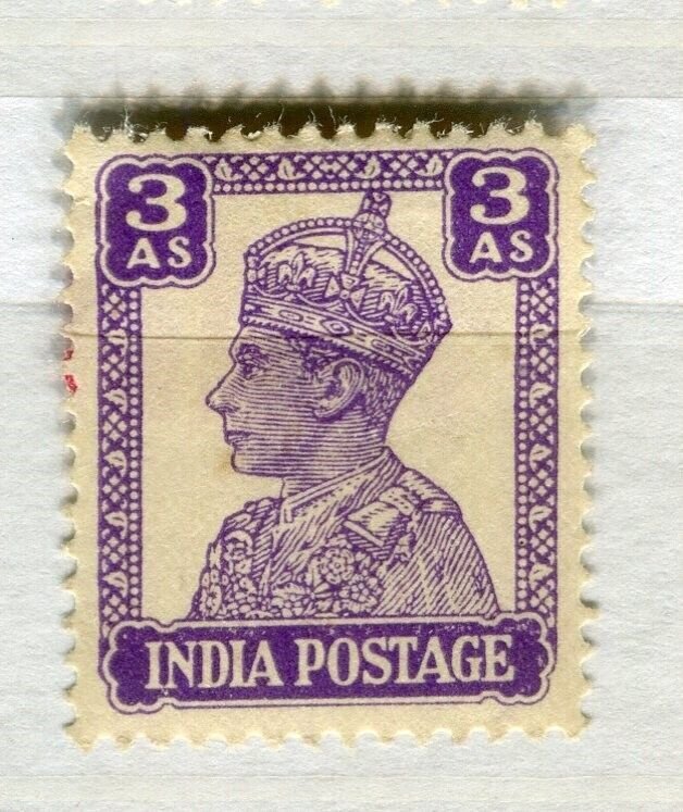 INDIA; 1938 early GVI Portrait issue Mint hinged 3a. value