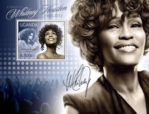 UGANDA - 2012 - Whitney Houston - Perf Souv Sheet - Mint Never Hinged
