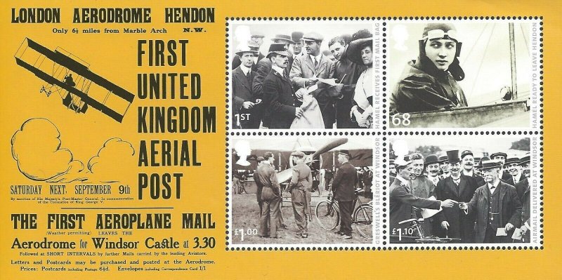 GB QEII 2011 Centenary of First U.K. Aerial Post Miniature Sheet SG MS3220 U/M