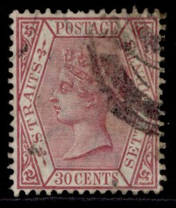 MALAYSIA - Straits Settlements QV SG69, 30c claret, USED. Cat £27.