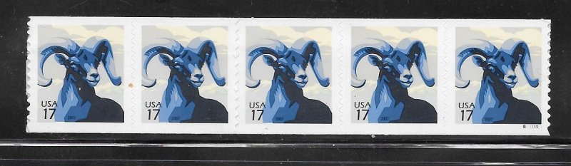 #4140 MNH 17c Bighorn Sheep Strip of 5