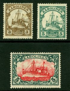 German Colonies - CAROLINE ISLANDS 1915-19 Kaiser's YACHT set Sc# 21-23 mint MH