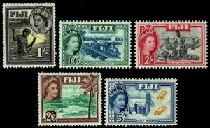 1954-56 Fiji #156-60 QEII Watermark 4 - OGNH - VF -  CV$48.40 (ESP#3300)