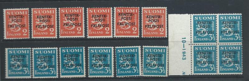 Finland Q2-3 x 5 MNH, 1 MLH, VF 2018 CV $10.40