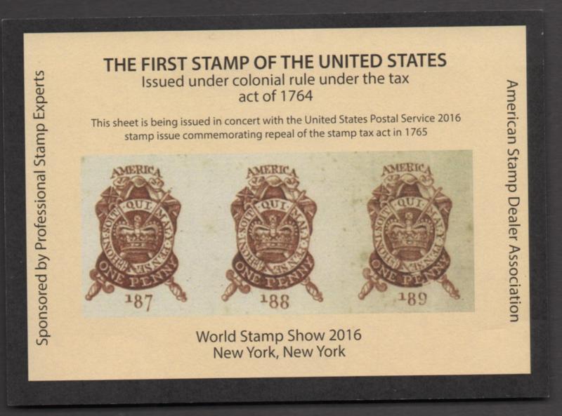 New York World Stamp Show 2016   ASDA & PSE souvenir sheet