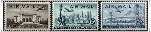 SC#C34-36 10¢-25¢ Airmails of 1947 MNH