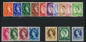 GREAT BRITAIN 292-308 MINT F-VF HINGED QEII