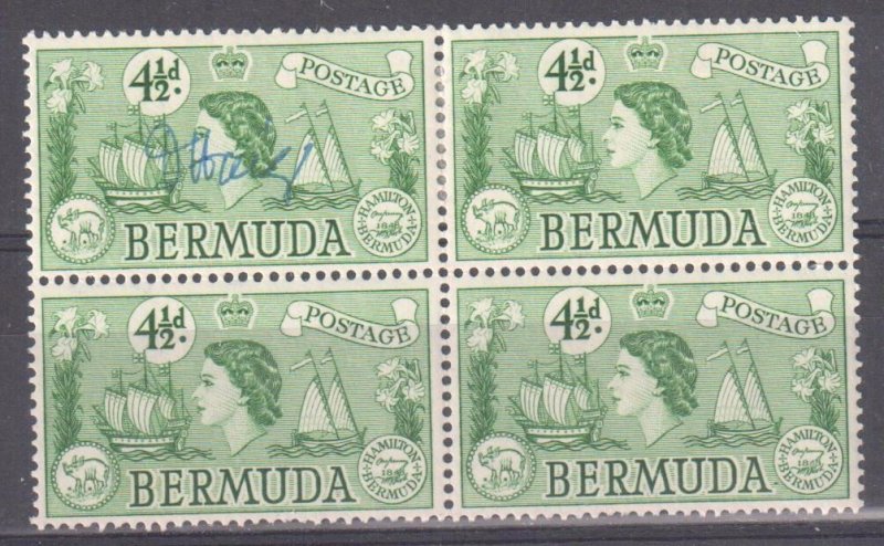 Bermuda 2NH-2LH VF Mint block of 4 with artist signature on UL stamp