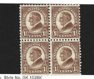 United States Scott 582 1 1/2 cent Harding Perf 10 Mint NH Block 2021 cv $52