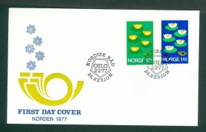 Norway.1977 FDC Cachet Norden IV. Protection Environment. Flowers. Sc# 688-689.