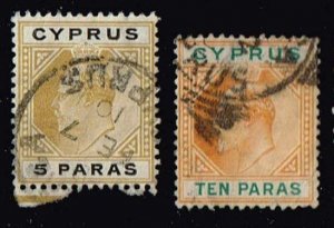 Cyprus 1904, Sc.#48-49 used  King Edward VII