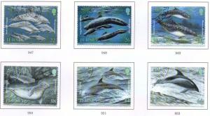 Jersey  Sc 951-6 2000 Maritime Mammals stamp set used