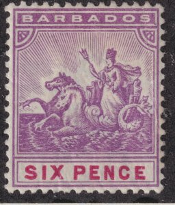 Sc 76 Barbados 1892 - 1903 Badge of the Colony 6 pence issue MMH CV $18.50