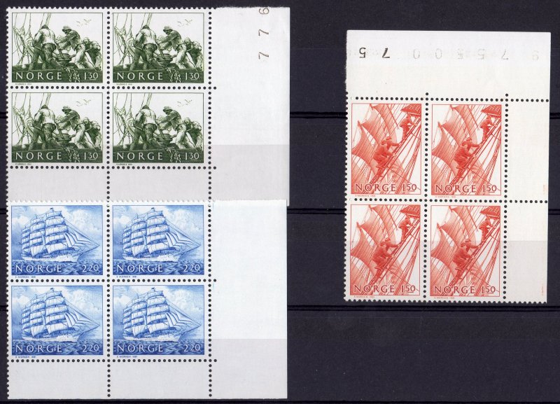 Norway 1981 Sailing Ship Era Block of 4 (12 values) MNH  Sc#783/785