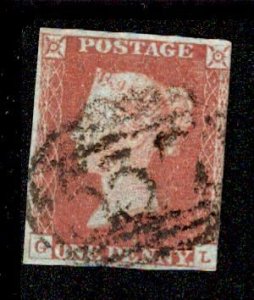 Great Britain #3 Penny Red Imperf Used Lettered GL USD18.00