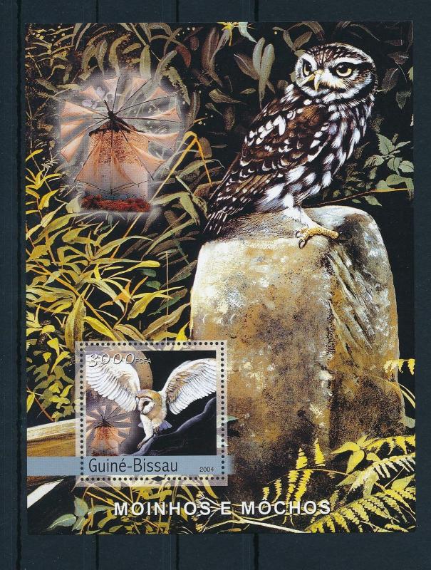 [25934] Guinea Bissau 2004 Birds Vögel Oiseaux Ucelli  Owl Windmill MNH