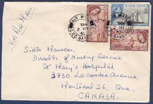 Barbados - 1957 - Scott #240 (2), 241 - used cover to Canada