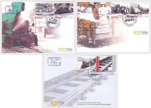 Montenegro 2008 100 years of the first Montenegro railway Trains set of 3 FDC...