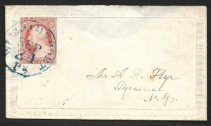 Doyle's_Stamps: 1851 Type II Imperf 3c Washington Issue Scott #10A on Cover