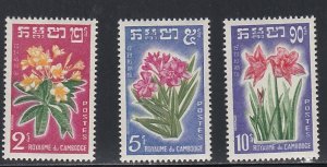 Cambodia # 91-93, Flowers, Mint NH, 1/2 Cat.