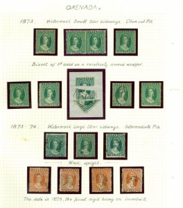 Grenada 1873-74. SG 10/12. 1d & 6d values. 1d x7 mint including pair, 4 used...