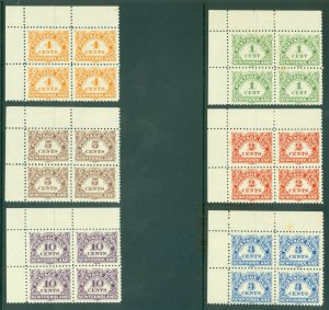 SG D1-6 Newfoundland 1939-49. 1c-10c perf 10. Postage due set of 6. In blocks...