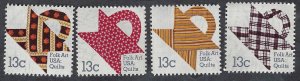 United States #1745-48 13¢ Folk Art Quilts (1978). Four singles. MNH