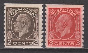 CANADA 1932 KGV COIL 2C AND 3C IMPERF X PERF 8.5