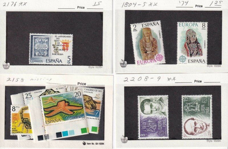 SPAIN 8 STOCK CARDS COLLECTION LOT MODERN MINT NEVER HINGED VF SOUND