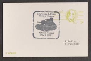 UNITED STATES - General George Patton Museum On 1985 USPS 14 Cent Postal Card