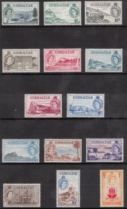 GIBRALTAR 1953 ½d-£1 QE II/ Views; Scott 132-45, SG 145-58; MNH