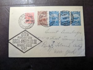 1931 Brazil Airmail Dornier DOX First Flight Cover FFC to Long Island NY USA