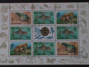 ​KOREA-1992 SC# 3139a FROGS & TOADS  SHEET-FANCY CANCEL-LAST ONE VERY FINE