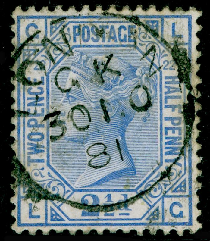 SG157, 2½d blue plate 22, USED, CDS. Cat £45. LG