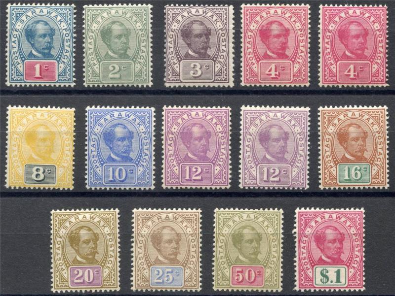 SARAWAK SCOTT# 36-47 39 42 VAR SG# 36-47 39a 42a MINT HINGED AS SHOWN MZH