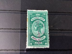 Australia Queensland vintage Duty Revenue  Stamp Ref 56448 